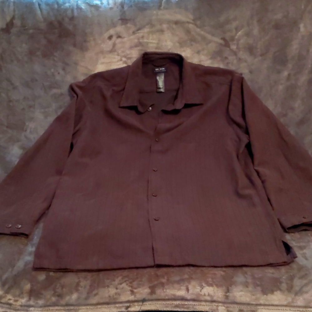 Brown striped button down dress shirt